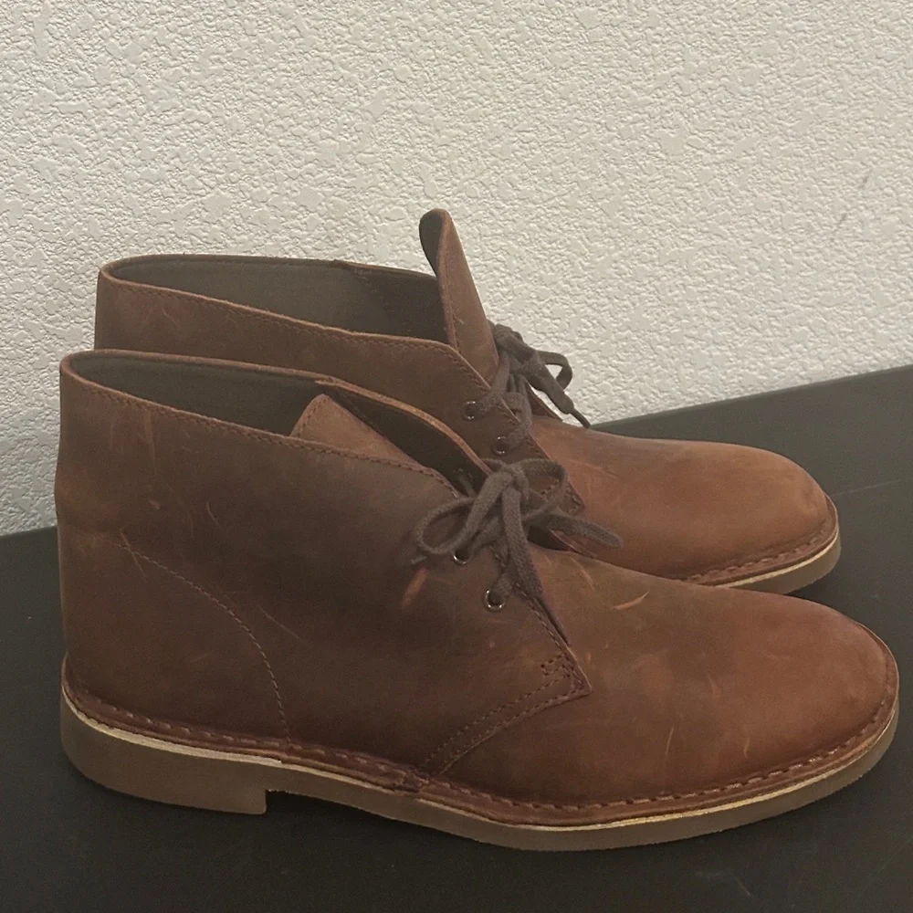 Clarks Hommes Ankle Chukka Boots Bush acre Brown Beeswax Leather 8.5